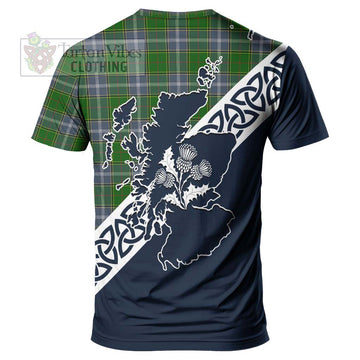 Pringle Tartan T-Shirt Featuring Thistle and Scotland Map