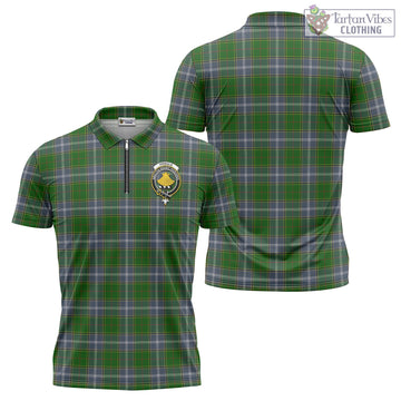 Pringle Tartan Zipper Polo Shirt with Family Crest