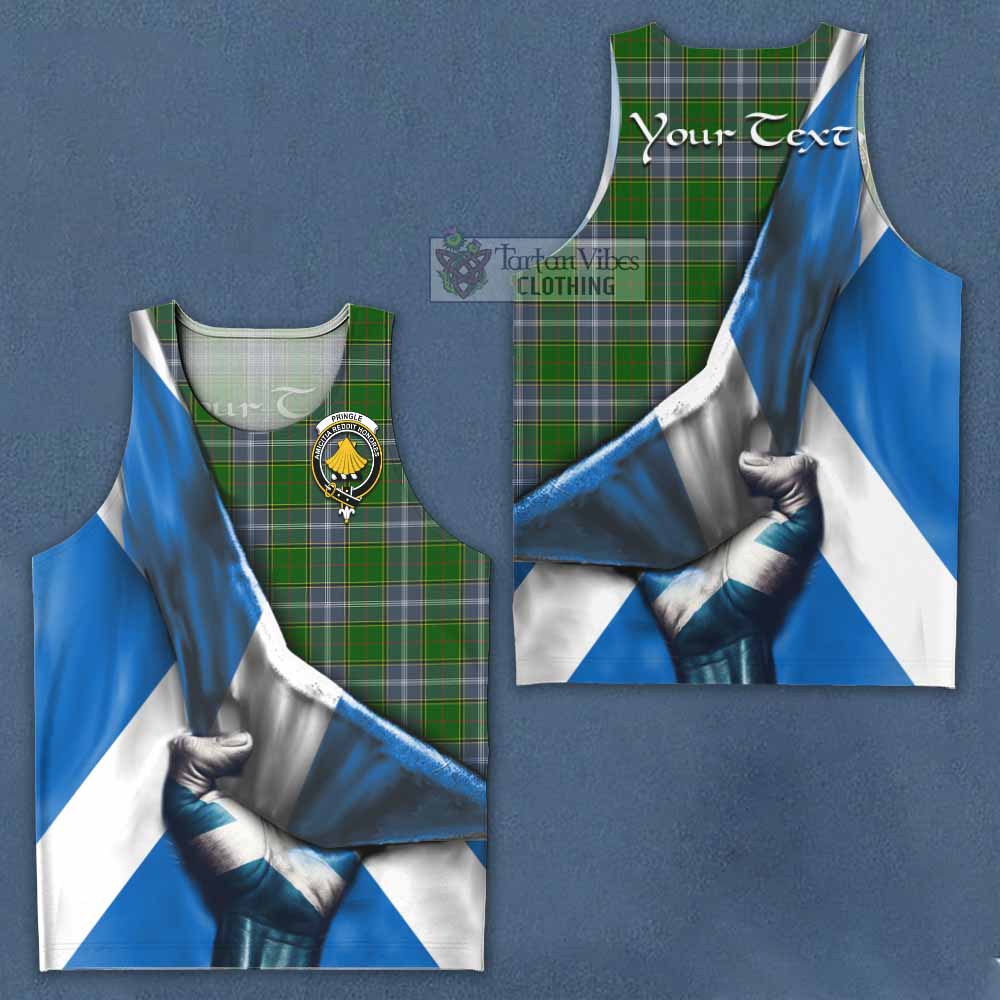 Tartan Vibes Clothing Pringle Tartan Men's Tank Top with Family Crest Scotland Patriotic Style