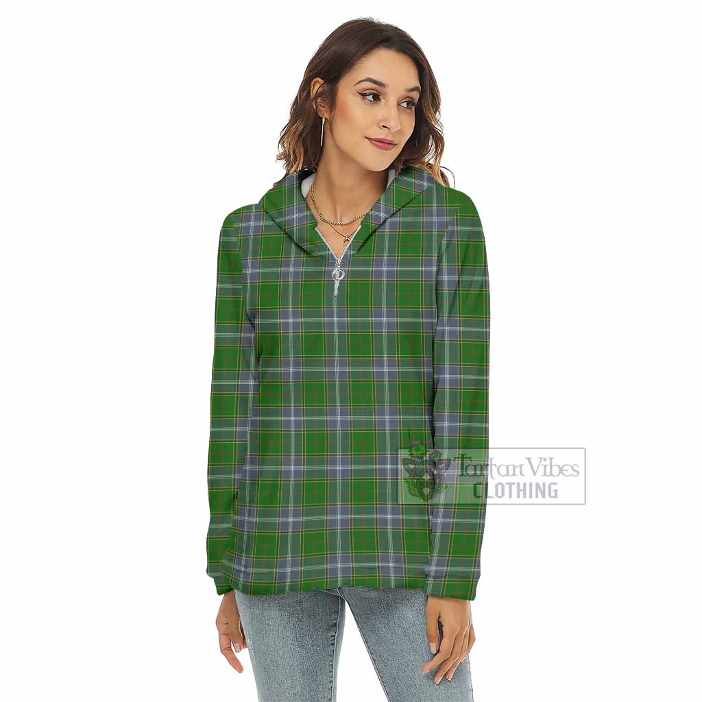 Tartan Vibes Clothing Pringle Tartan Women's Borg  Half Zip Fleece Hoodie