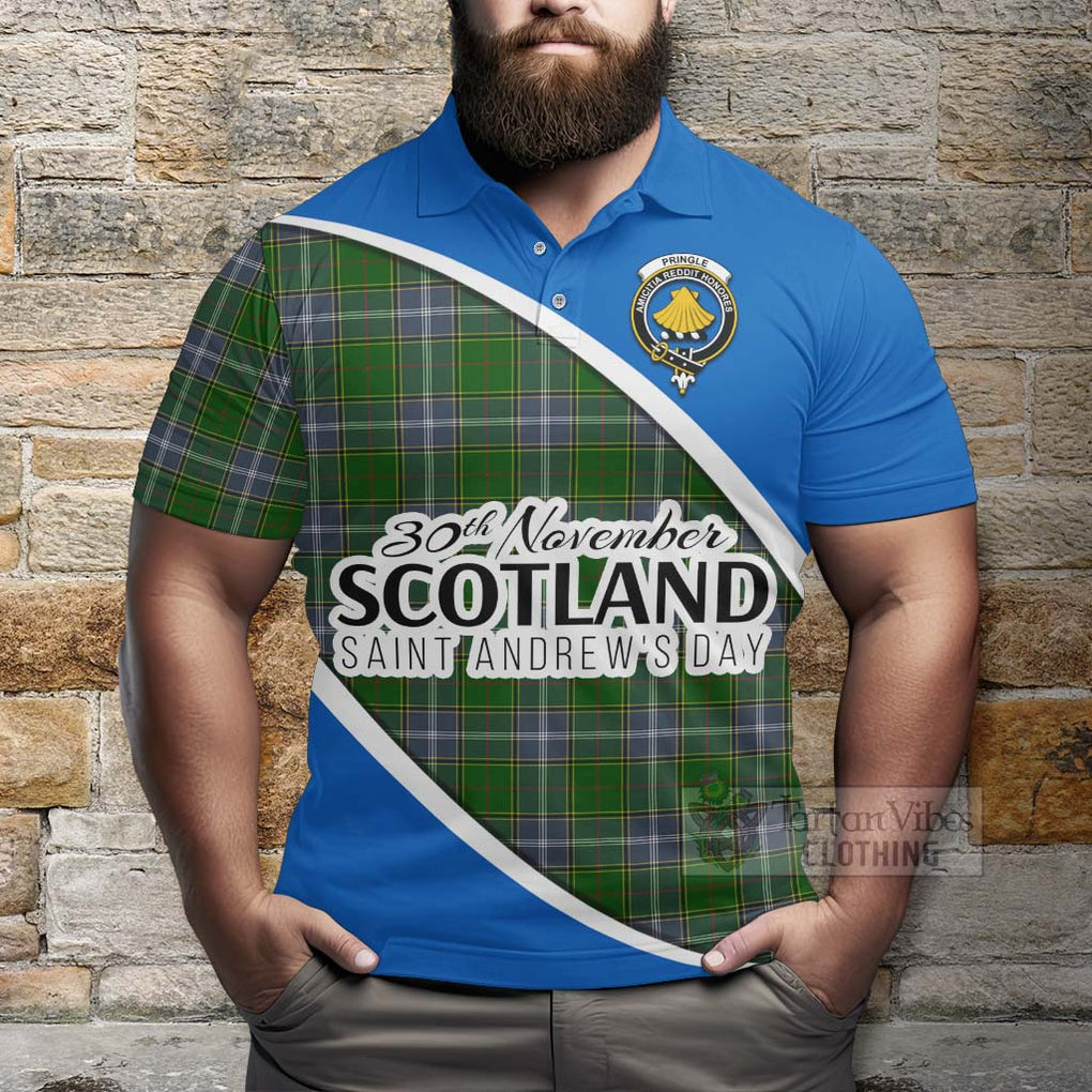 Tartan Vibes Clothing Pringle Family Crest Tartan Polo Shirt Celebrate Saint Andrew's Day in Style