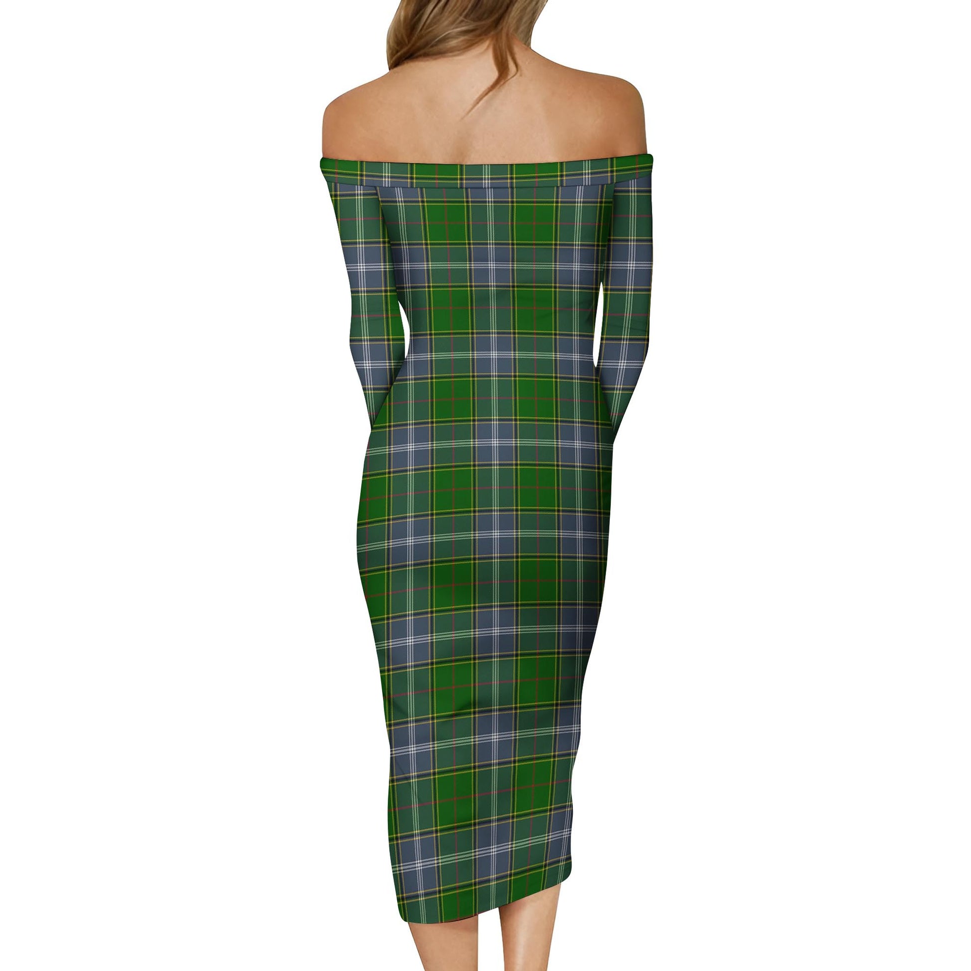 Pringle Tartan Off Shoulder Lady Dress - Tartanvibesclothing