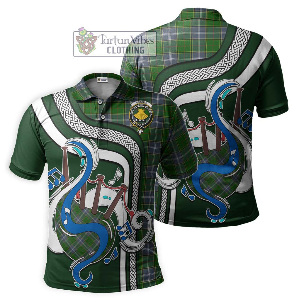 Tartan Vibes Clothing Pringle Tartan Polo Shirt with Epic Bagpipe Style