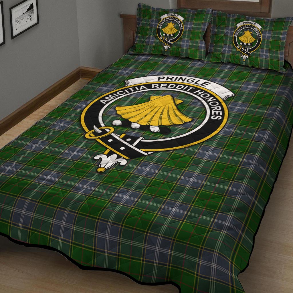 Pringle Tartan Quilt Bed Set with Family Crest - Tartan Vibes Clothing