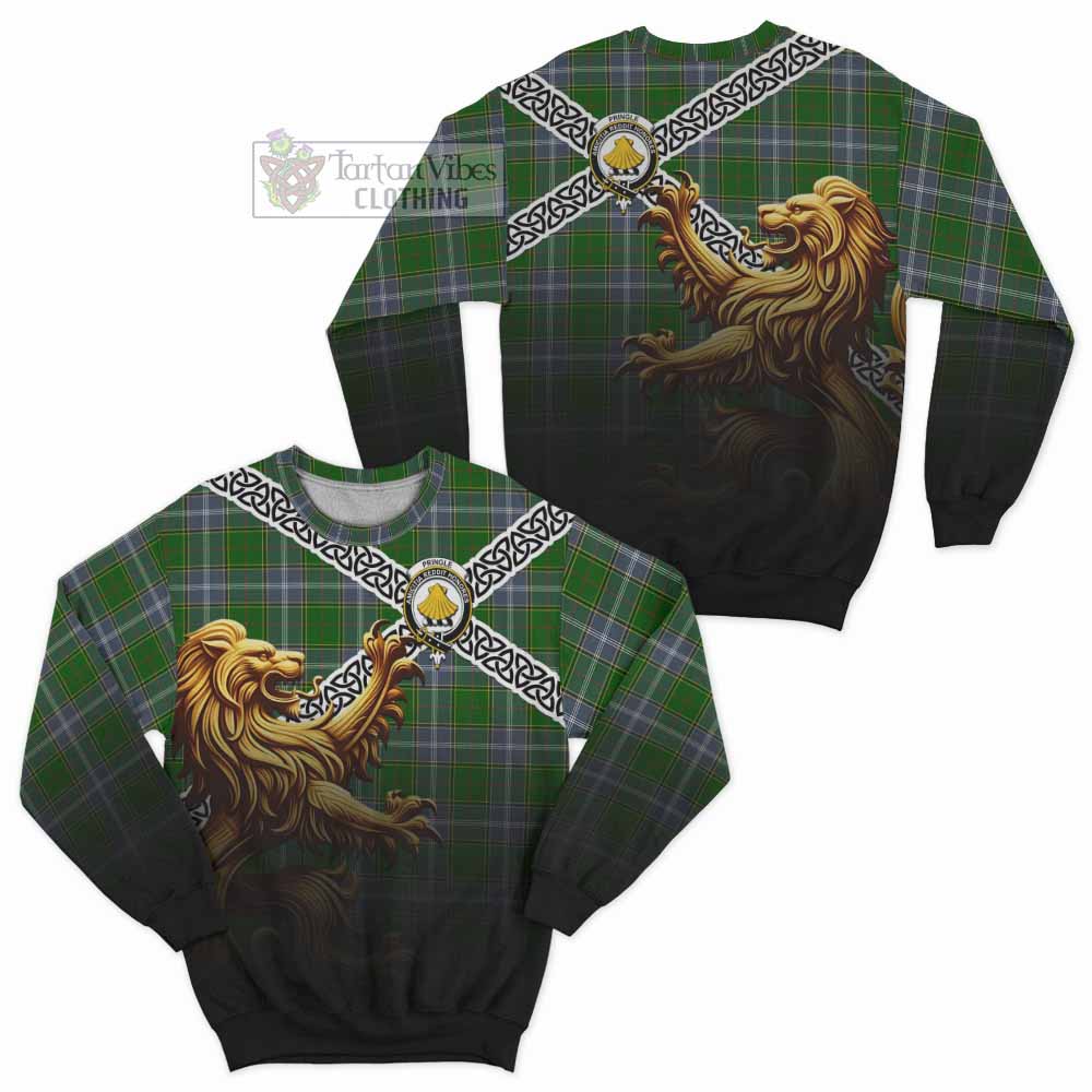 Pringle Crest Tartan Sweatshirt with Golden Lion Emblem Celtic Style - Tartan Vibes Clothing