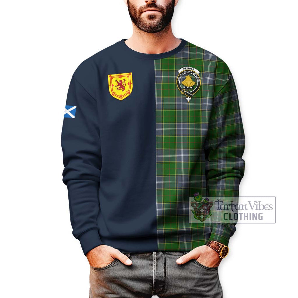 Tartan Vibes Clothing Pringle Tartan Sweatshirt with Scottish Lion Royal Arm Half Style