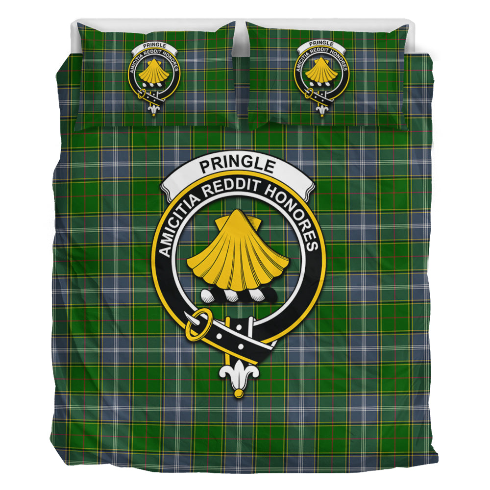 Pringle Tartan Bedding Set with Family Crest - Tartan Vibes Clothing