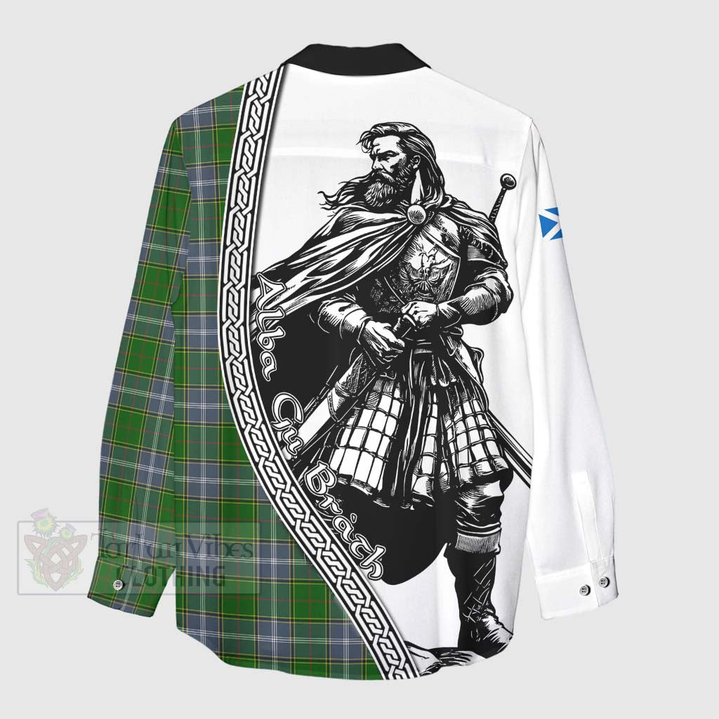 Tartan Vibes Clothing Pringle Tartan Clan Crest Women's Casual Shirt with Highlander Warrior Celtic Style