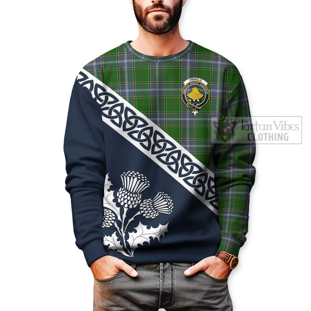 Tartan Vibes Clothing Pringle Tartan Sweatshirt Featuring Thistle and Scotland Map