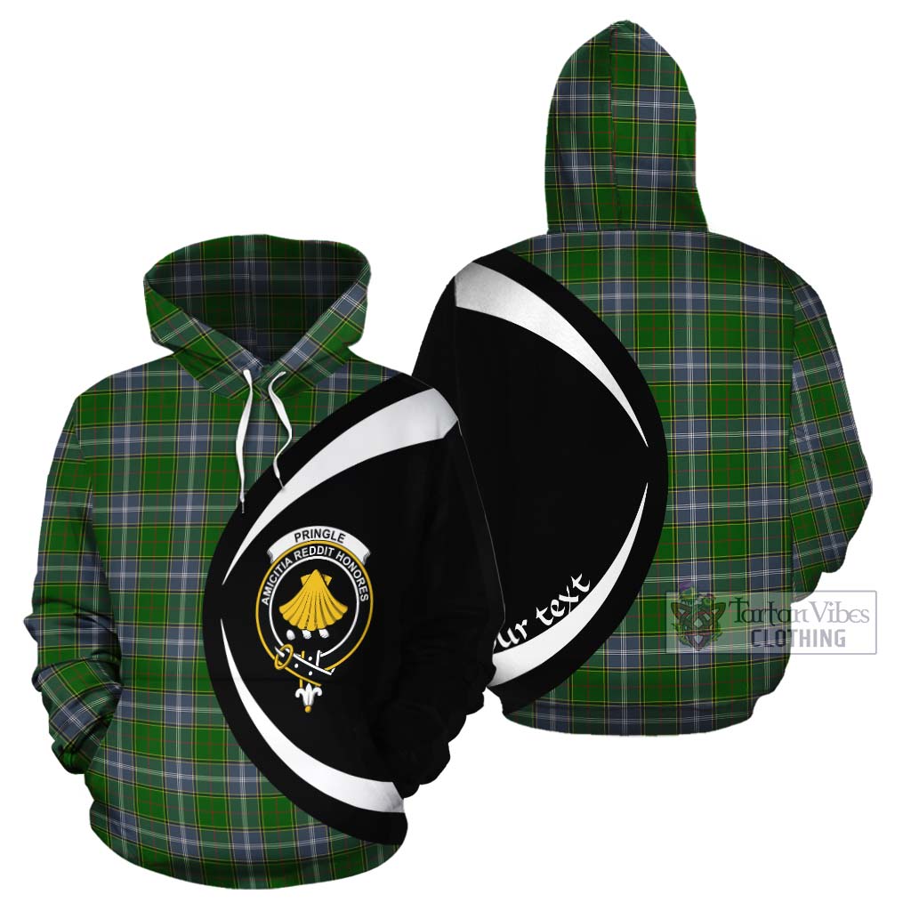 Tartan Vibes Clothing Pringle Tartan Cotton Hoodie with Family Crest Circle Style