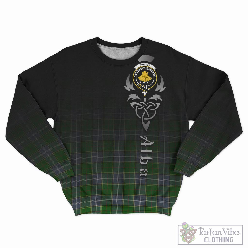 Tartan Vibes Clothing Pringle Tartan Sweatshirt Featuring Alba Gu Brath Family Crest Celtic Inspired