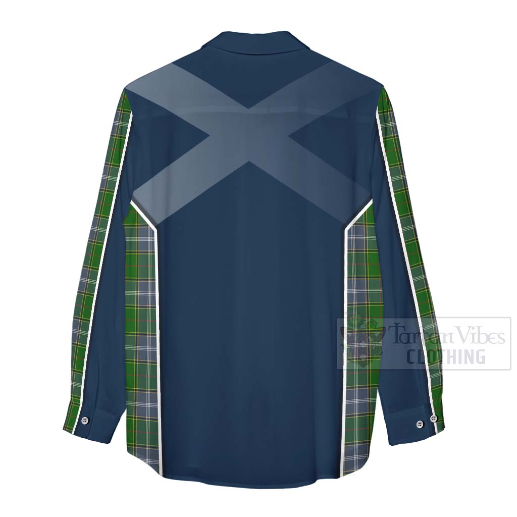 Tartan Vibes Clothing Pringle Tartan Women's Casual Shirt with Family Crest and Scottish Thistle Vibes Sport Style