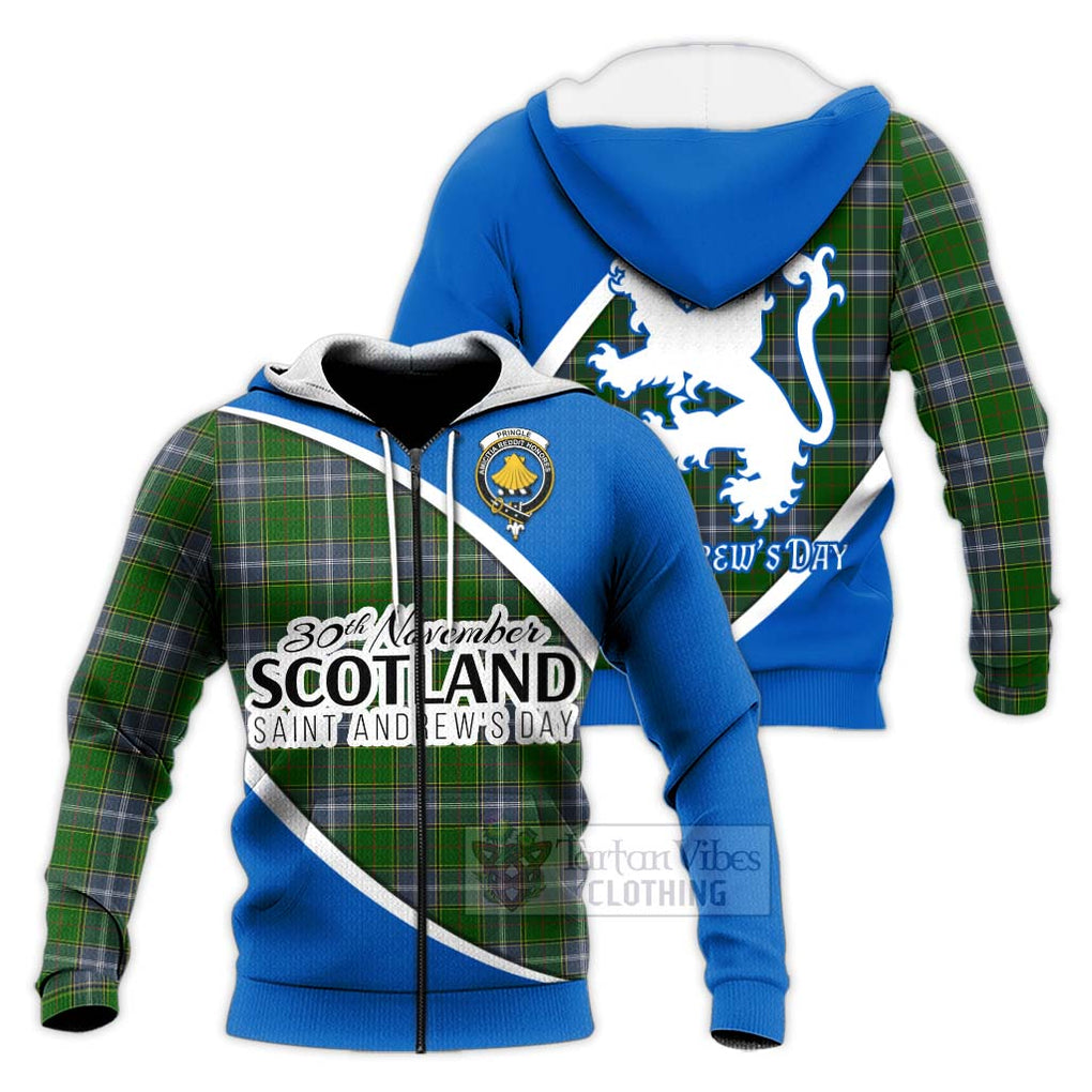 Tartan Vibes Clothing Pringle Family Crest Tartan Knitted Hoodie Celebrate Saint Andrew's Day in Style