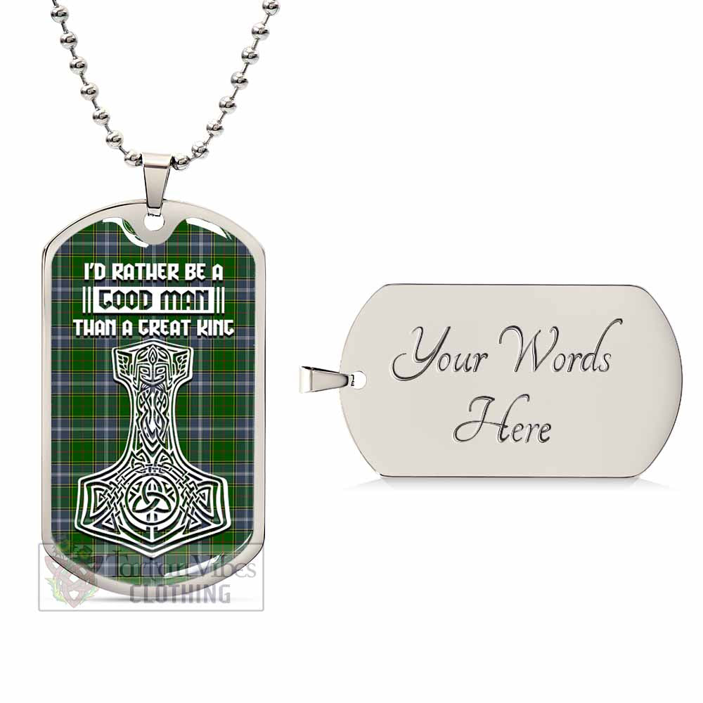 Tartan Vibes Clothing Pringle Tartan Dog Tag Necklace Viking Mjolnir Style