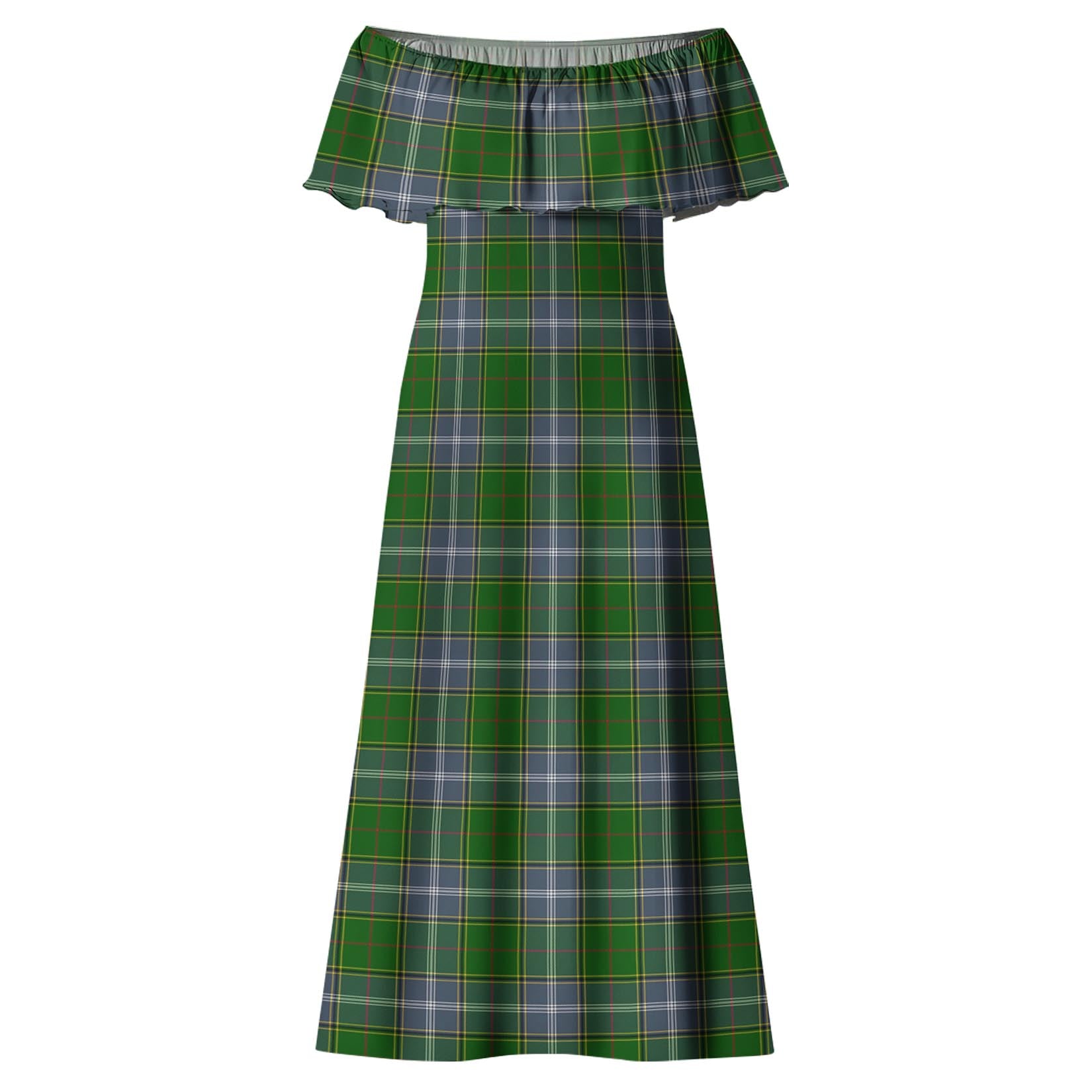 Pringle Tartan Off Shoulder Long Dress - Tartanvibesclothing