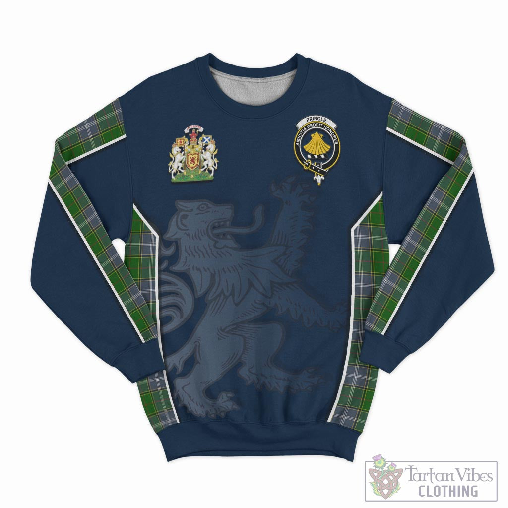 Tartan Vibes Clothing Pringle Tartan Sweater with Family Crest and Lion Rampant Vibes Sport Style