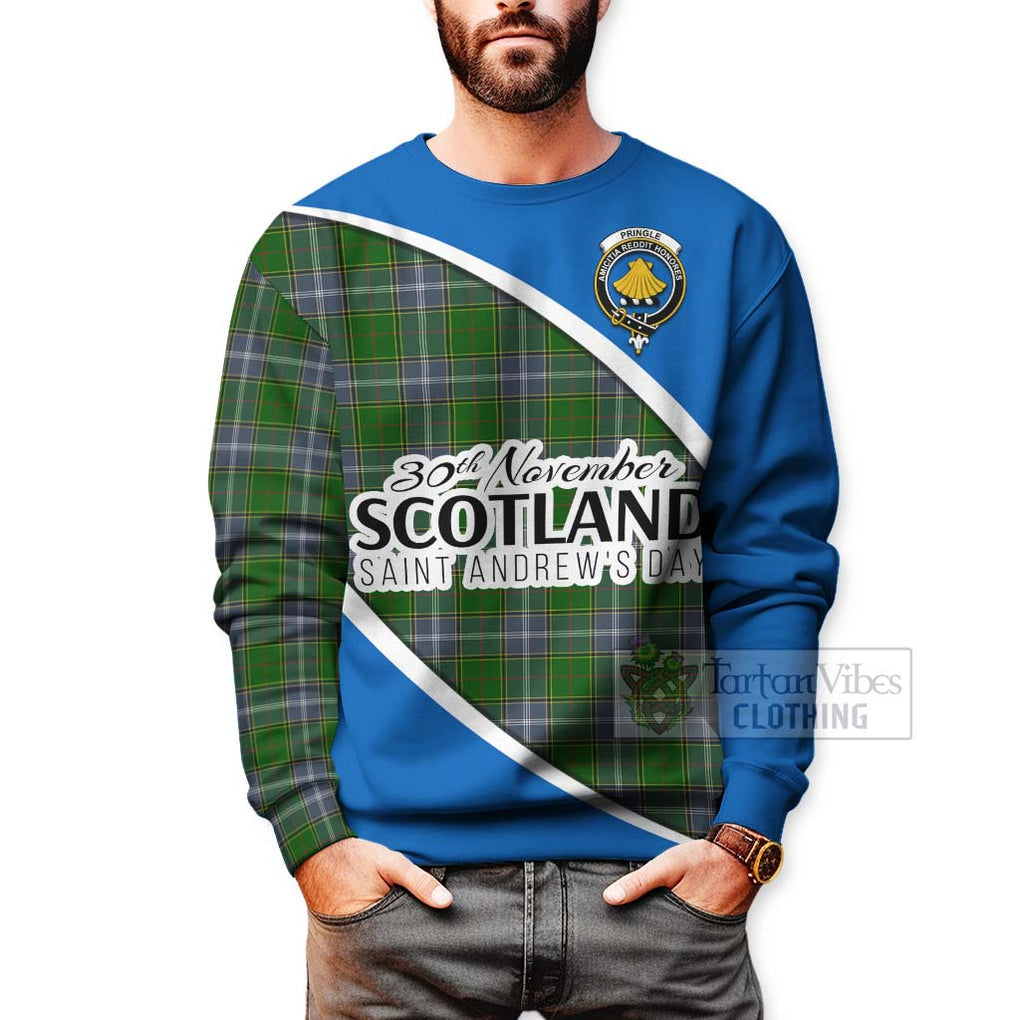 Tartan Vibes Clothing Pringle Family Crest Tartan Sweatshirt Celebrate Saint Andrew's Day in Style