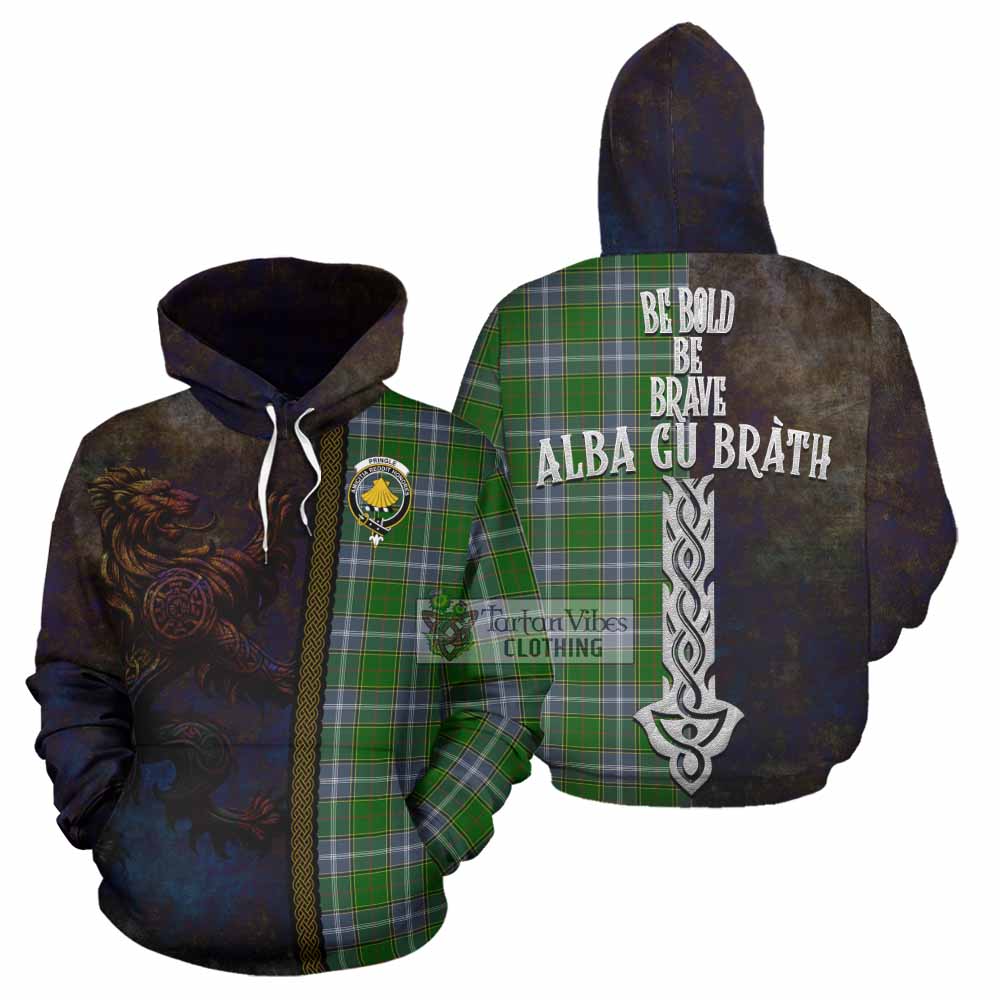 Pringle Tartan Family Crest Hoodie Alba Gu Brath Be Brave Lion Ancient Style - Tartan Vibes Clothing