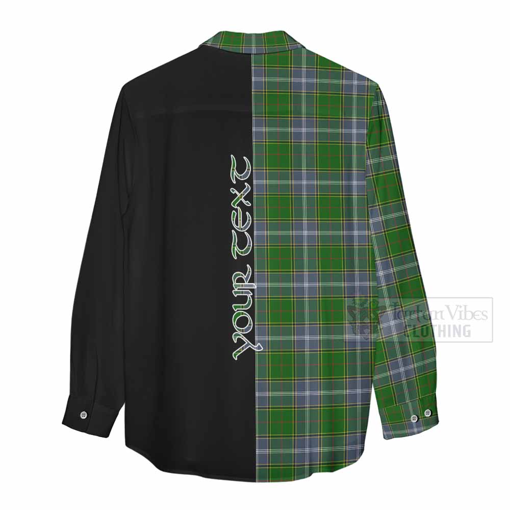 Tartan Vibes Clothing Pringle Tartan Women's Casual Shirt with Family Crest and Half Of Me Style