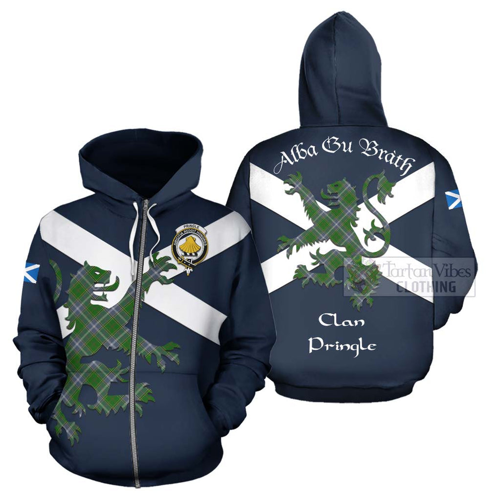 Tartan Vibes Clothing Pringle Tartan Lion Rampant Hoodie – Proudly Display Your Heritage with Alba Gu Brath and Clan Name