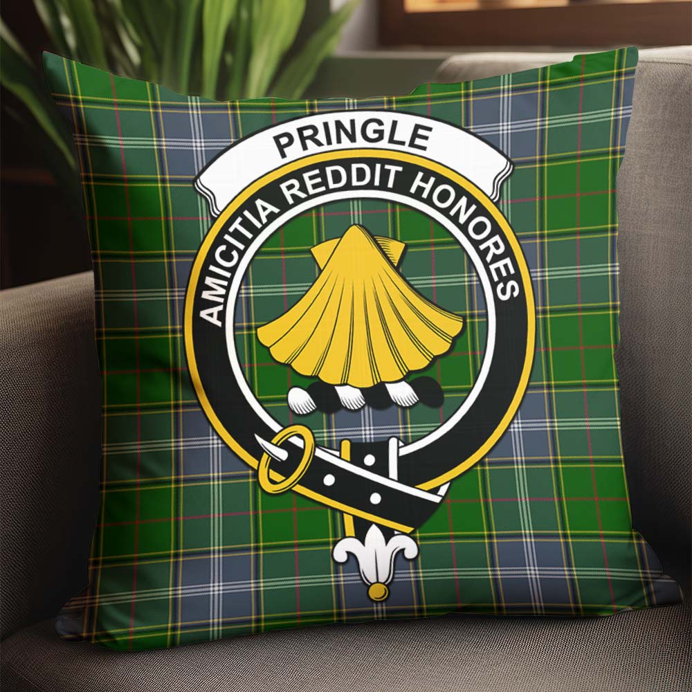 Pringle Tartan Pillow Cover with Family Crest - Tartanvibesclothing