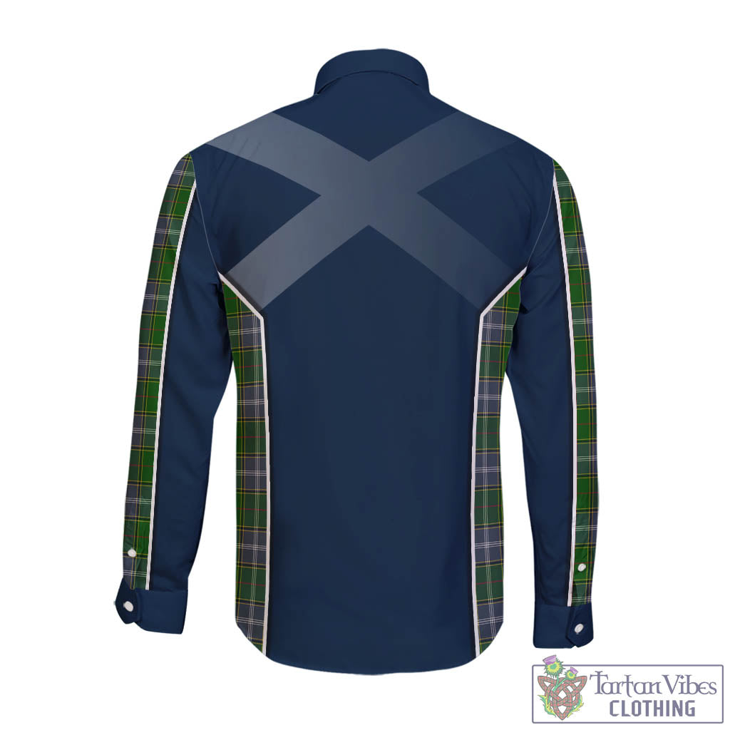 Tartan Vibes Clothing Pringle Tartan Long Sleeve Button Up Shirt with Family Crest and Scottish Thistle Vibes Sport Style