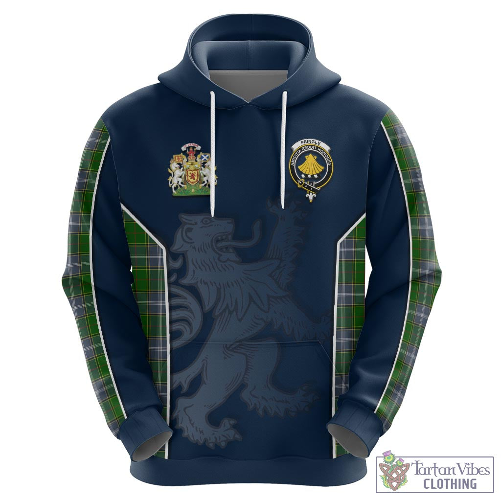 Tartan Vibes Clothing Pringle Tartan Hoodie with Family Crest and Lion Rampant Vibes Sport Style