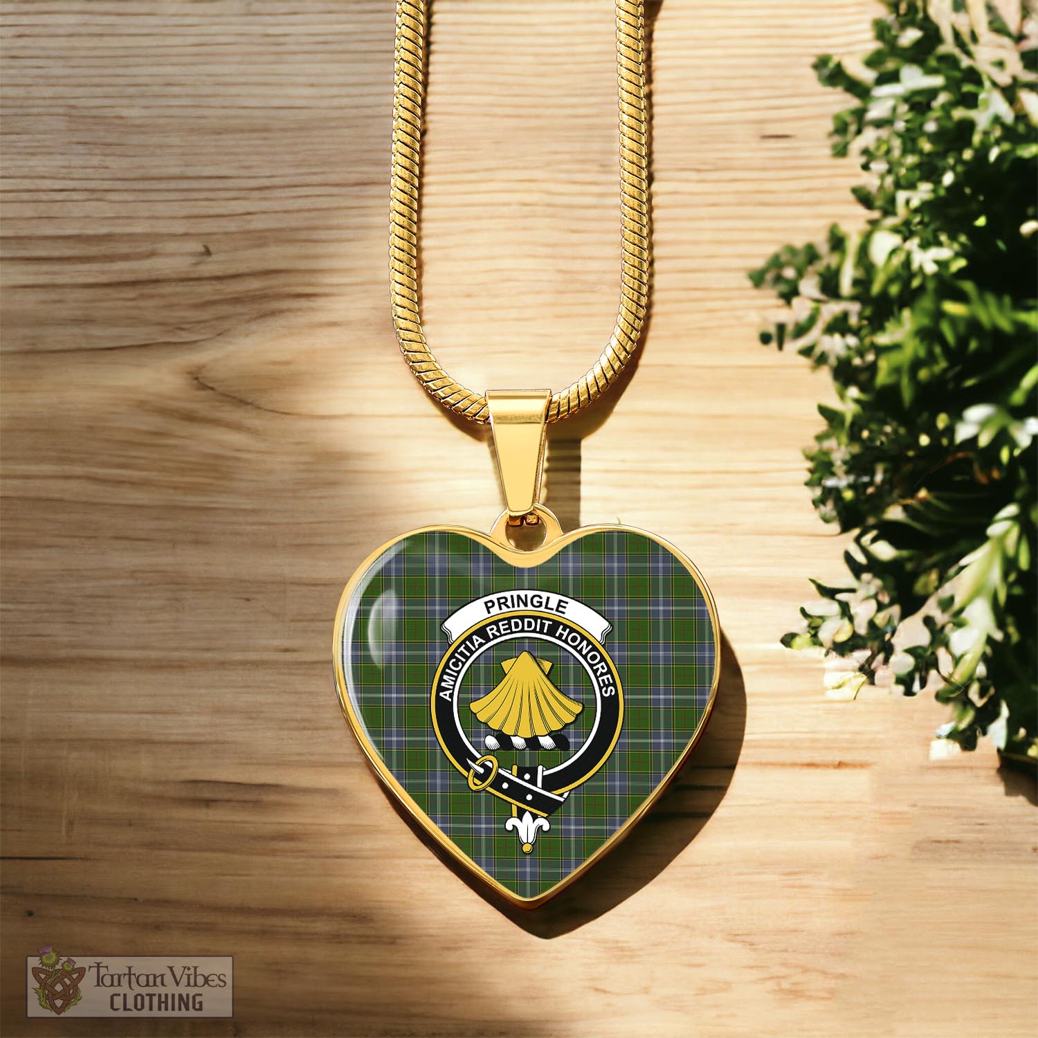 Tartan Vibes Clothing Pringle Tartan Heart Necklace with Family Crest