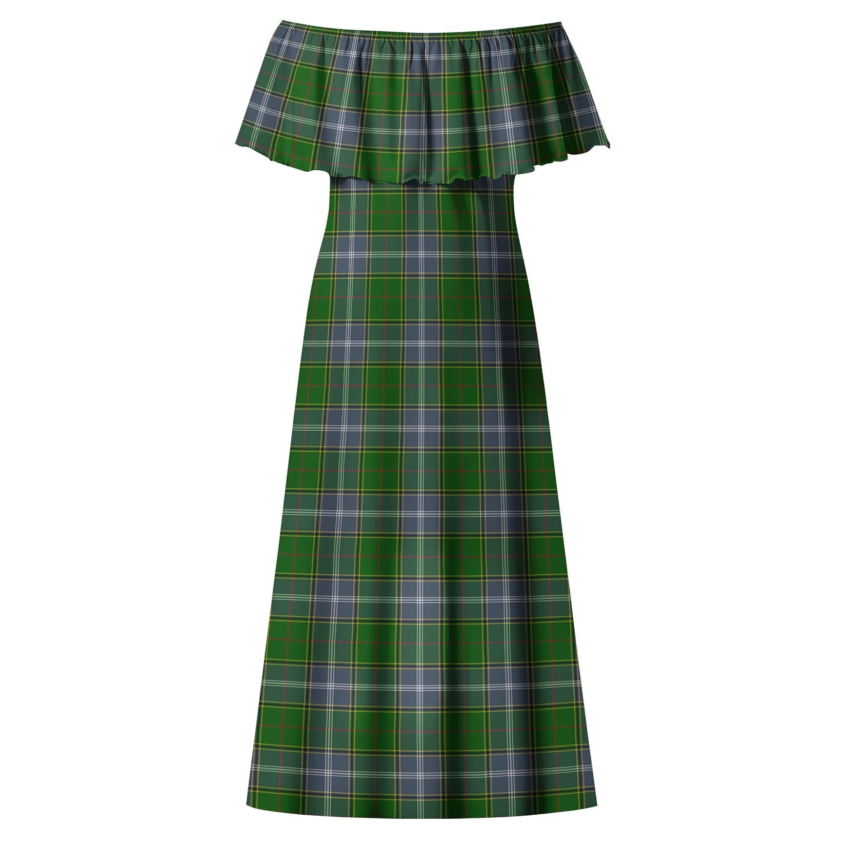 Pringle Tartan Off Shoulder Long Dress - Tartanvibesclothing