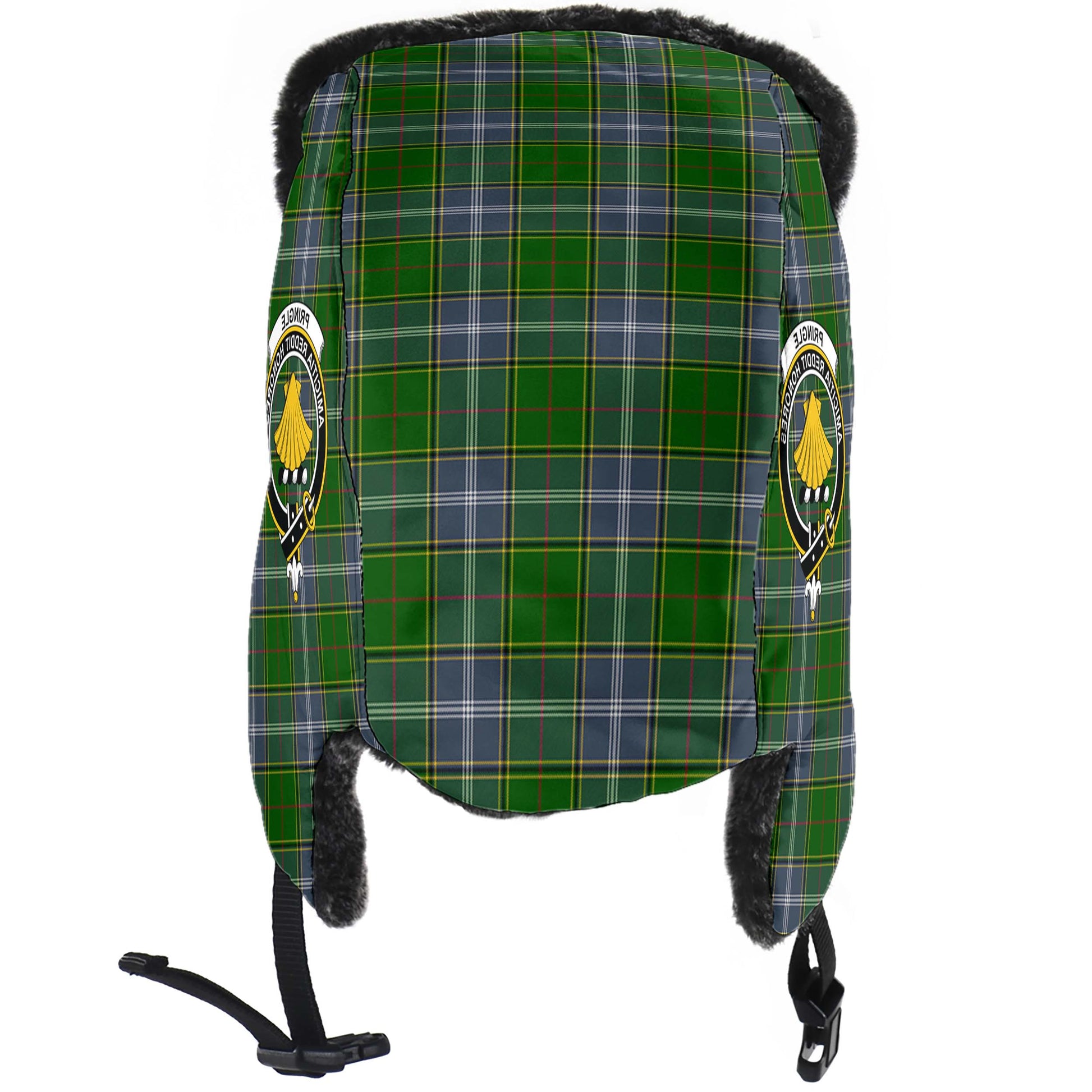 Pringle Tartan Winter Trapper Hat with Family Crest - Tartanvibesclothing