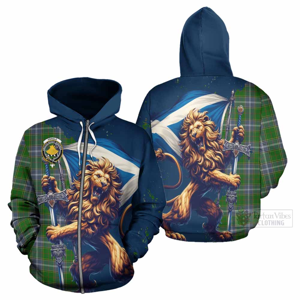 Tartan Vibes Clothing Pringle Tartan Family Crest Hoodie with Scottish Majestic Lion