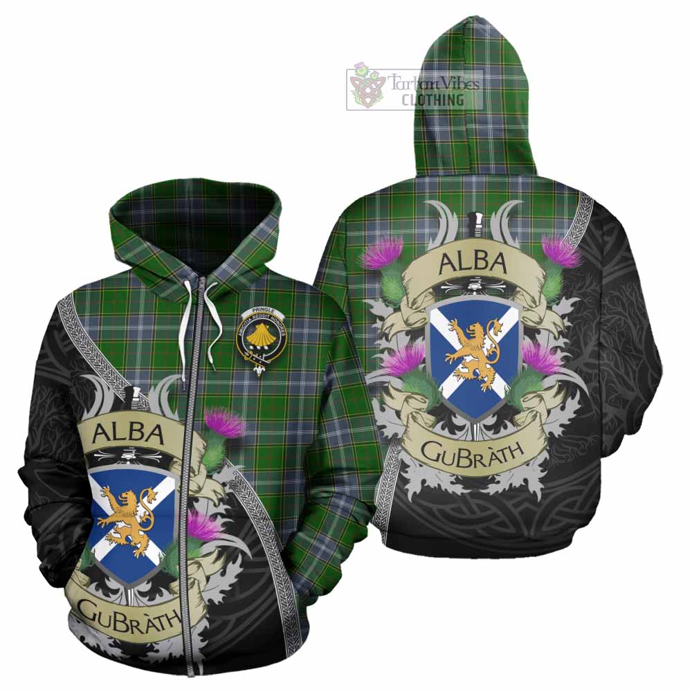 Pringle Tartan Family Crest Hoodie Lion Rampant Royal Thistle Shield Celtic Inspired Zip Hoodie - Tartan Vibes Clothing