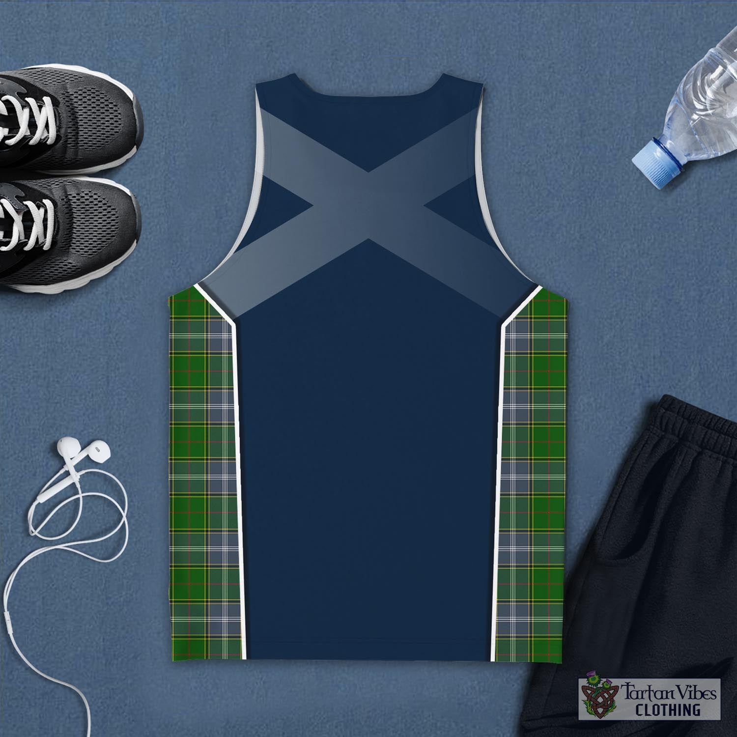 Tartan Vibes Clothing Pringle Tartan Men's Tanks Top with Family Crest and Scottish Thistle Vibes Sport Style