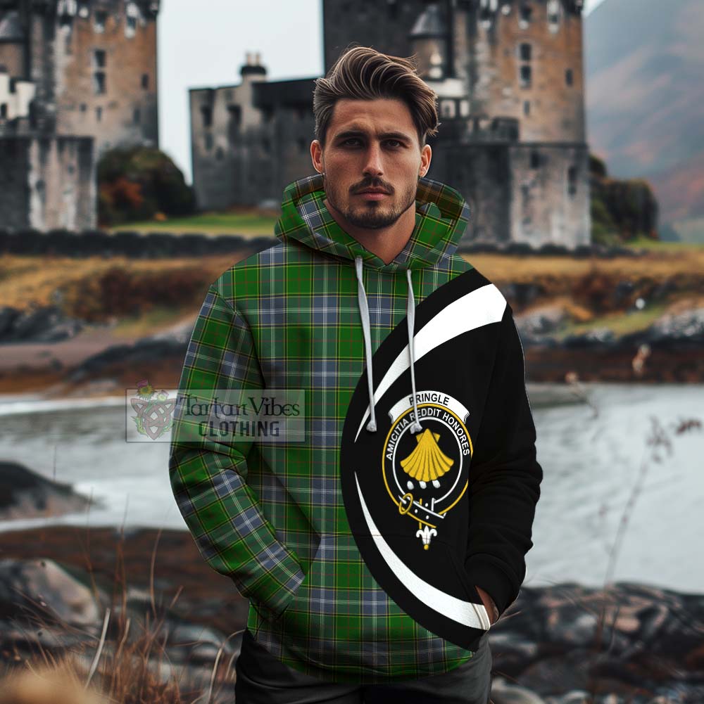 Tartan Vibes Clothing Pringle Tartan Cotton Hoodie with Family Crest Circle Style