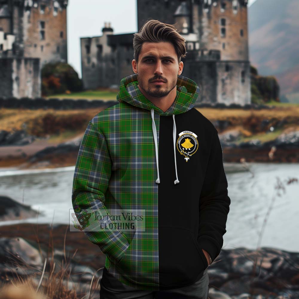 Tartan Vibes Clothing Pringle Tartan Cotton Hoodie with Family Crest and Half Of Me Style