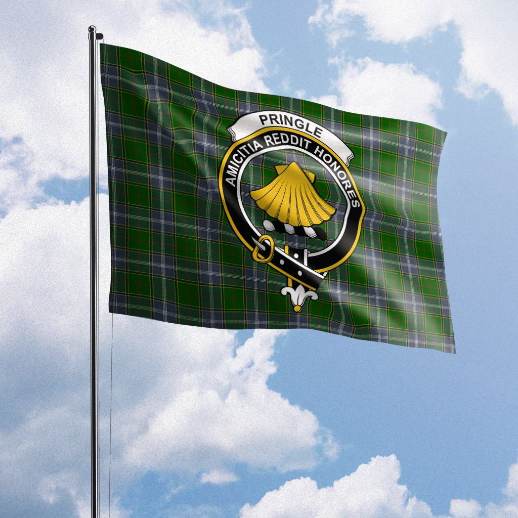 Pringle Tartan Flag with Family Crest House Flag (Horizontal) - Tartan Vibes Clothing