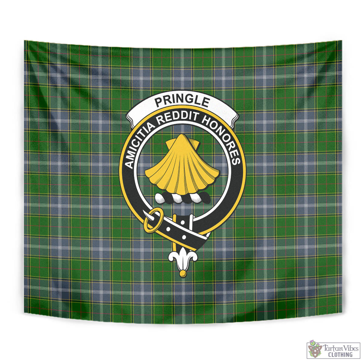 Tartan Vibes Clothing Pringle Tartan Tapestry Wall Hanging and Home Decor for Room with Family Crest