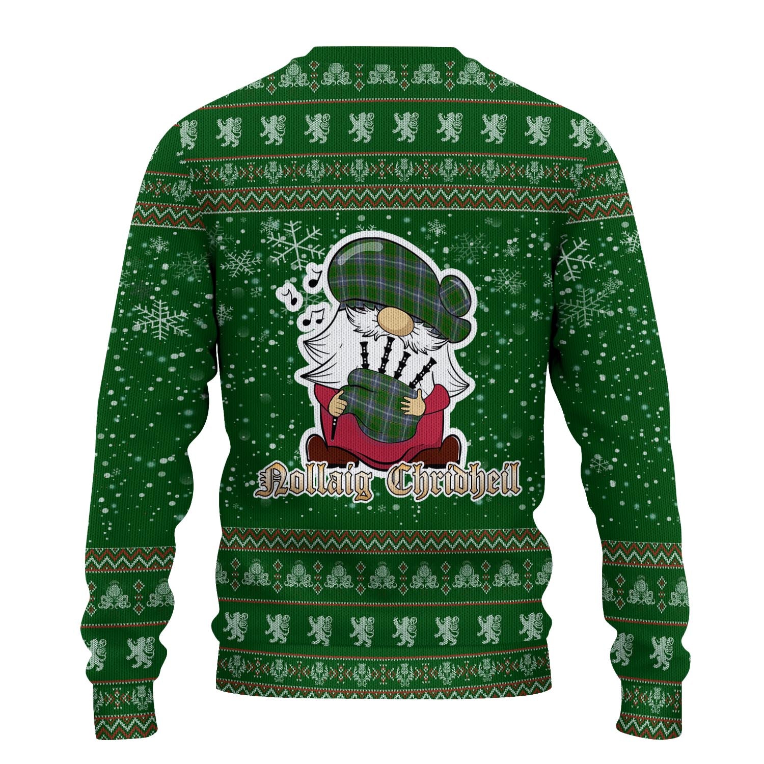 Pringle Clan Christmas Family Knitted Sweater with Funny Gnome Playing Bagpipes - Tartanvibesclothing