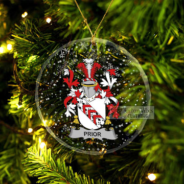 Prior Irish Clan Christmas Glass Ornament with Coat of Arms