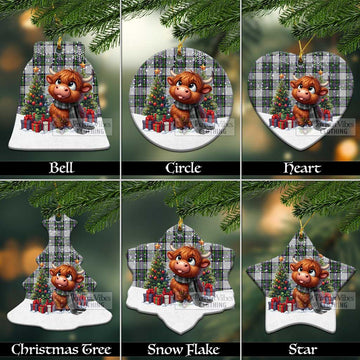 Pritchard Tartan Christmas Ceramic Ornament with Adorable Highland Coo