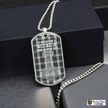 Pritchard Tartan Dog Tag Necklace Viking Mjolnir Style