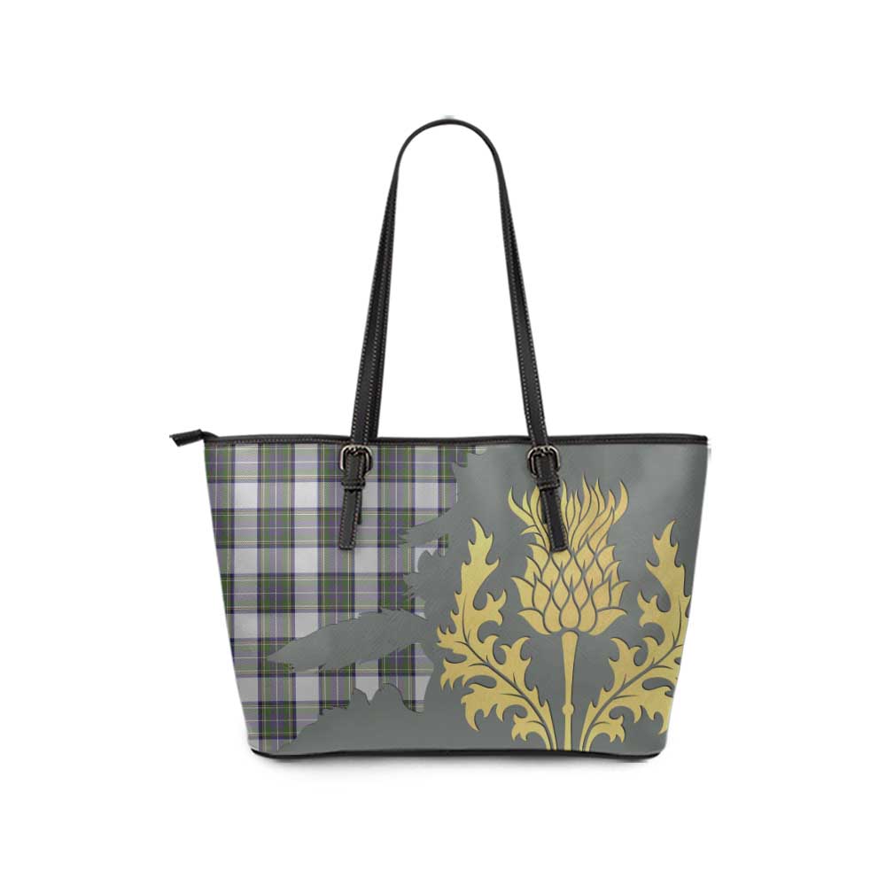 Pritchard Tartan Leather Tote Bag Gold Thistle Style - Tartan Vibes Clothing