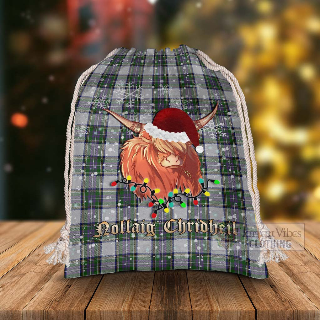 Tartan Vibes Clothing Pritchard Tartan Christmas Santa's Bag with Highland Cow