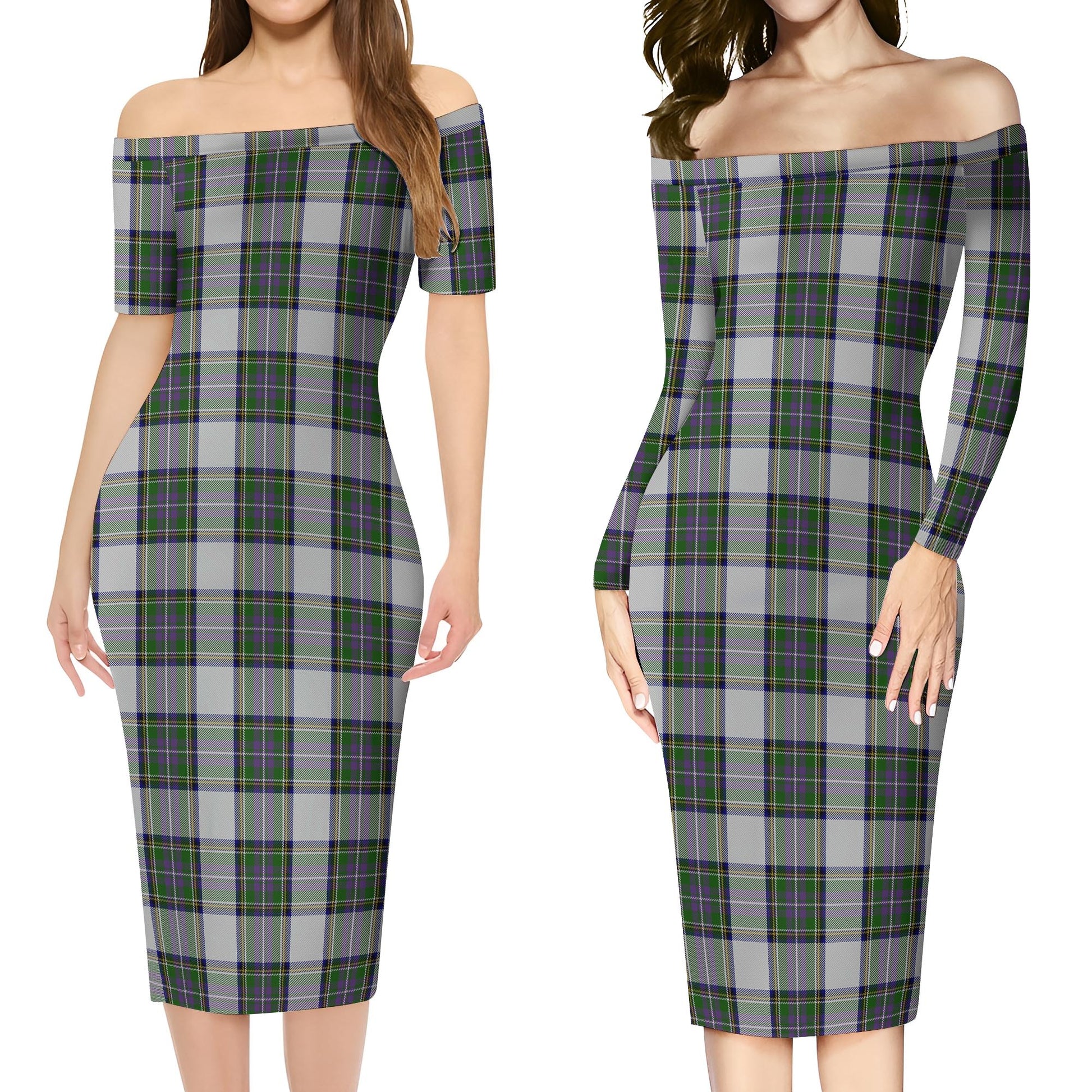 Pritchard Tartan Off Shoulder Lady Dress Women's Dress - Tartanvibesclothing