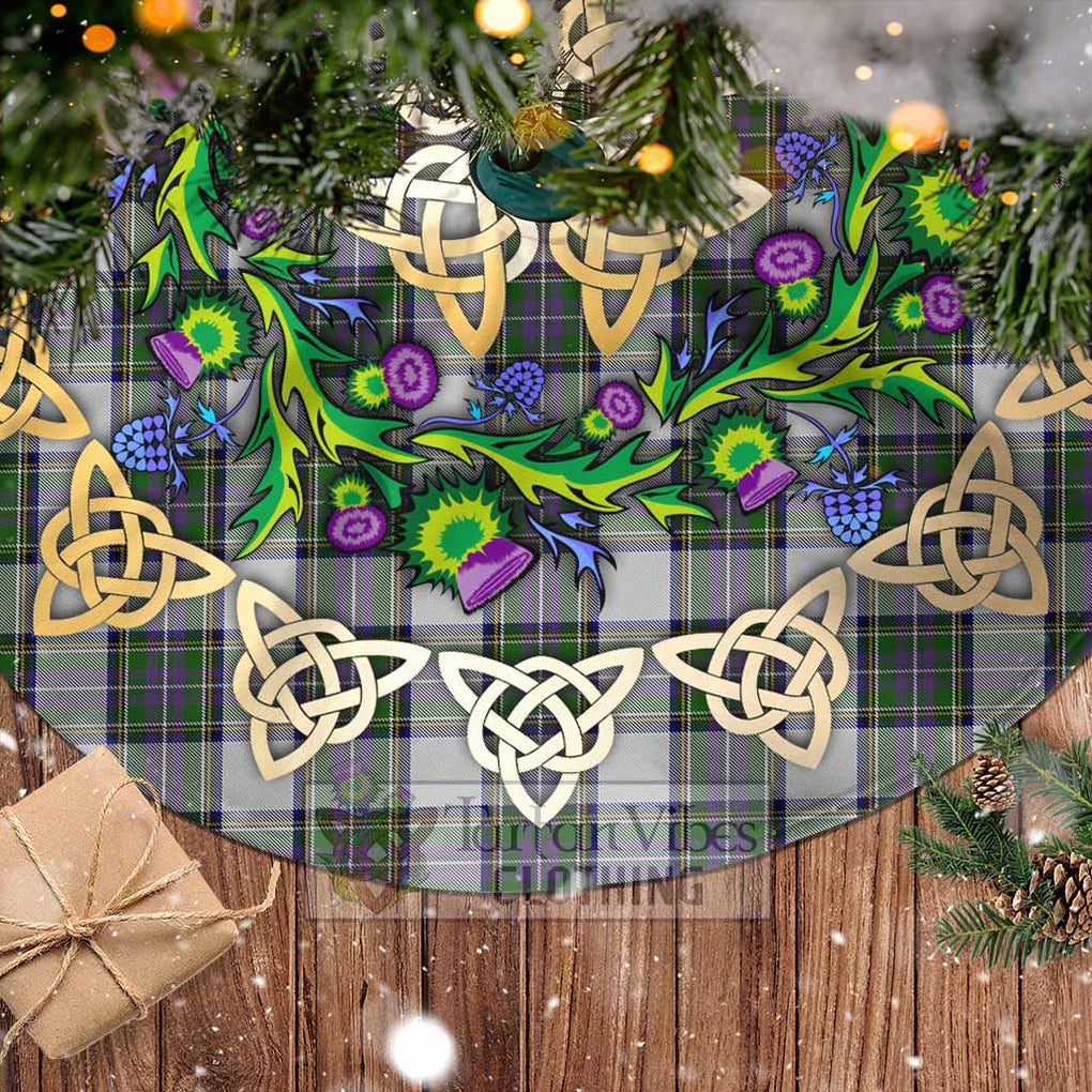 Tartan Vibes Clothing Pritchard Tartan Christmas Tree Skirt with Thistle Celtic Knot Style