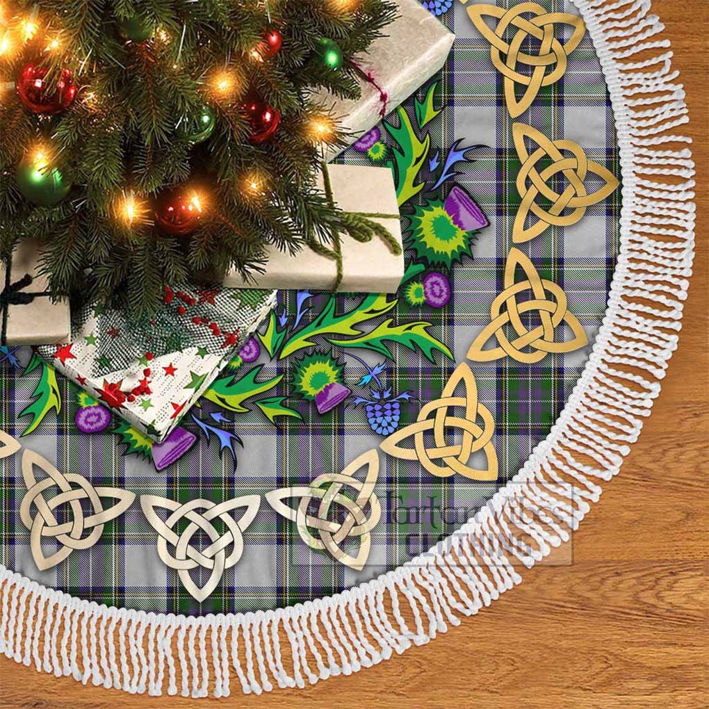 Tartan Vibes Clothing Pritchard Tartan Christmas Tree Skirt with Thistle Celtic Knot Style