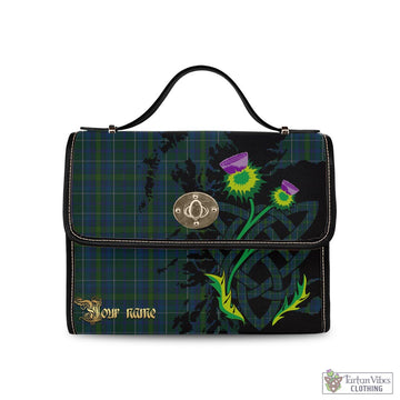 Protheroe of Wales Tartan Waterproof Canvas Bag with Scotland Map and Thistle Celtic Accents