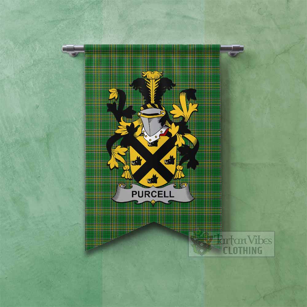 Purcell Irish Clan Tartan Gonfalon, Tartan Banner with Coat of Arms Fishtail - Tartan Vibes Clothing