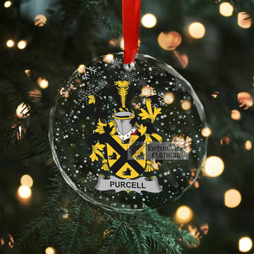 Purcell Irish Clan Christmas Glass Ornament with Coat of Arms - 2D-tartanvibesclothing
