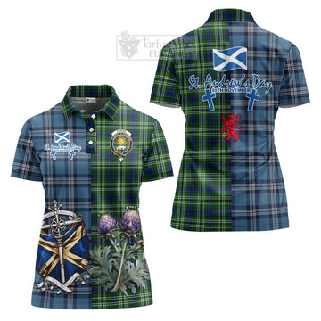 Purves Tartan Women's Polo Shirt Happy St. Andrew's Day Half Tartan Style